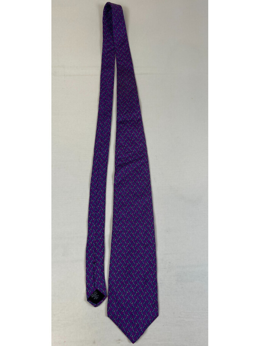 Vintage Brooks Brothers Makers Tie Men's Purple Blue Patterned Pure Silk Print